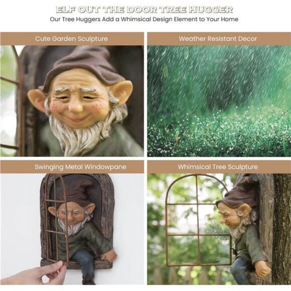 Bits and Pieces - 12-inch Elf Out The Door Tree Hugger - Yard Decorations - - Picture 5 of 8